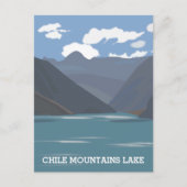 チリマウンテンズレイクランドスケープイラストレーション旅行 ポストカード (正面)