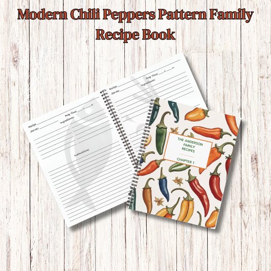 チリモダンピーパーズパターンファミリーレシピブック ノートブック