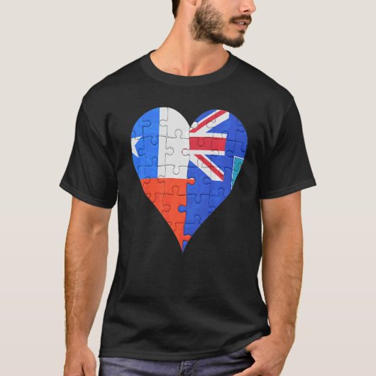 チリモンセラチア国旗のハート Tシャツ (正面)