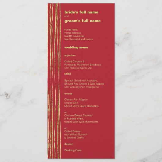 チリレモンウェディングメニュー メニュー (正面)