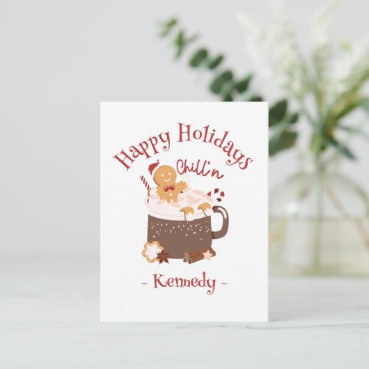 チリンのクリスマスホットチョコレートとジンジャーブレッド ポストカード (スタンド正面)