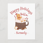 チリンのクリスマスホットチョコレートとジンジャーブレッド ポストカード (正面)