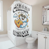 チリンの空のおもしろい雲デザイン シャワーカーテン (インサイチュ)