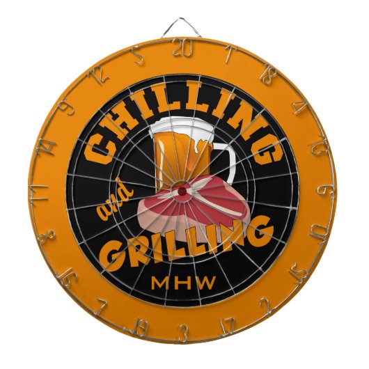 チリング&グリルカスタムモノグラムダーツボード ダーツボード (正面)