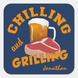 チリング&グリル名前をカスタムするシール スクエアシール
