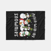 チリンマイスノーミースサンタ雪だるまおもしろいクリスマス フリースブランケット (正面(横))