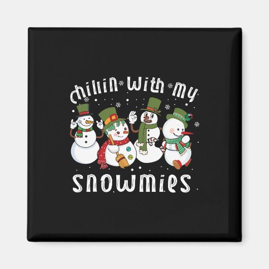 チリンマイスノーミースサンタ雪だるまおもしろいクリスマス マグネット (正面)
