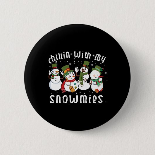 チリンマイスノーミースサンタ雪だるまおもしろいクリスマス 缶バッジ (正面)