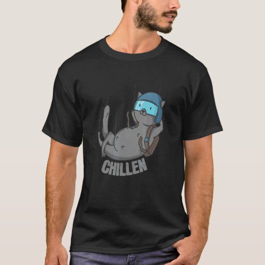 チリン猫スカイダイビング Tシャツ (正面)
