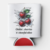 チリン、さくらんぼ'n'陽気な雰囲気スタイリッシュ赤 缶クーラー (正面)