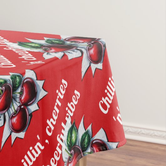 チリン、さくらんぼ'n'陽気な雰囲気モダン赤 テーブルクロス (インサイチュ)