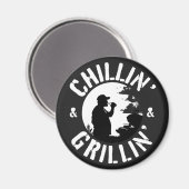 チリン&グリリンのホワイトスタンプラウンド マグネット (正面/裏面)