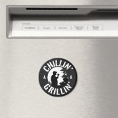 チリン&グリリンのホワイトスタンプラウンド マグネット (インサイチュ (食洗機))