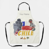 チリヴィンテージイースター島国旗とアルパカ エプロン (正面)