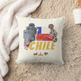 チリヴィンテージイースター島国旗とアルパカ クッション