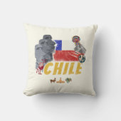 チリヴィンテージイースター島国旗とアルパカ クッション (正面)