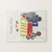 チリヴィンテージイースター島国旗とアルパカ ジグソーパズル (横)