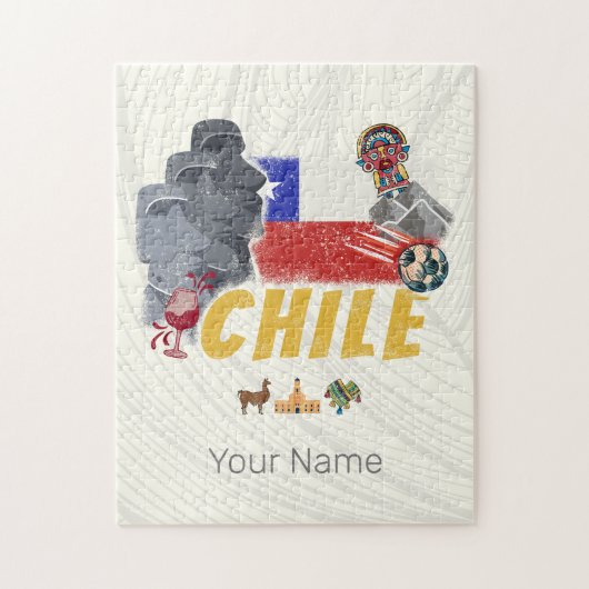 チリヴィンテージイースター島国旗とアルパカ ジグソーパズル (縦)