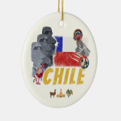 チリヴィンテージイースター島国旗とアルパカ セラミックオーナメント (右)