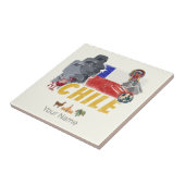 チリヴィンテージイースター島国旗とアルパカ タイル (側面)