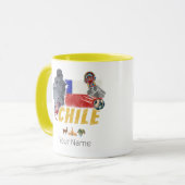 チリヴィンテージイースター島国旗とアルパカ マグカップ (正面左)