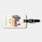 チリヴィンテージイースター島国旗とアルパカ ラゲッジタグ (正面横)