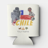 チリヴィンテージイースター島国旗とアルパカ 缶クーラー (裏面)
