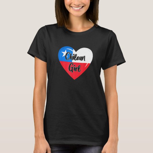 チリ人女性のためのチリ国旗 Tシャツ (正面)
