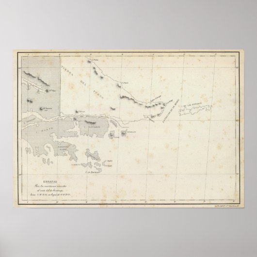 チリ共和国の地図15 ポスター (正面)