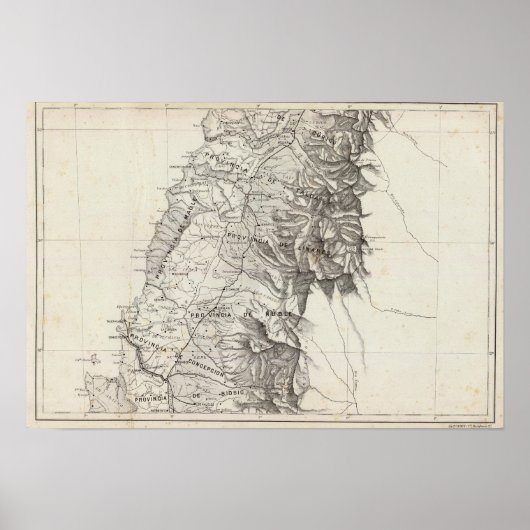 チリ共和国の地図6 ポスター (正面)