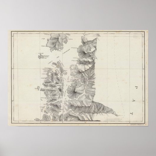 チリ共和国の地図9 ポスター (正面)