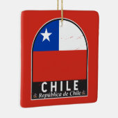 チリ国旗のエンブレム動揺してヴィンテージ セラミックオーナメント (右)