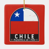 チリ国旗のエンブレム動揺してヴィンテージ セラミックオーナメント (裏面)
