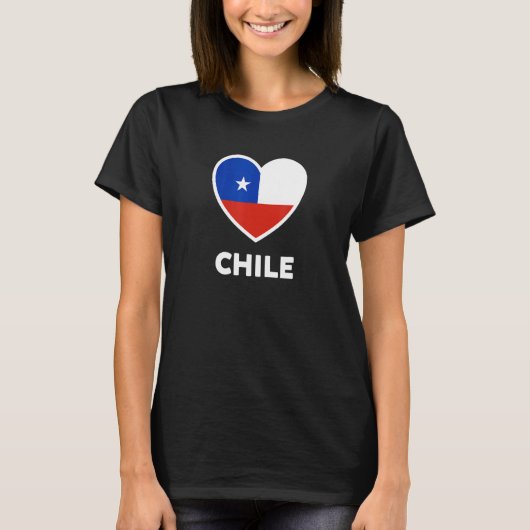チリ国旗のハート Tシャツ (正面)