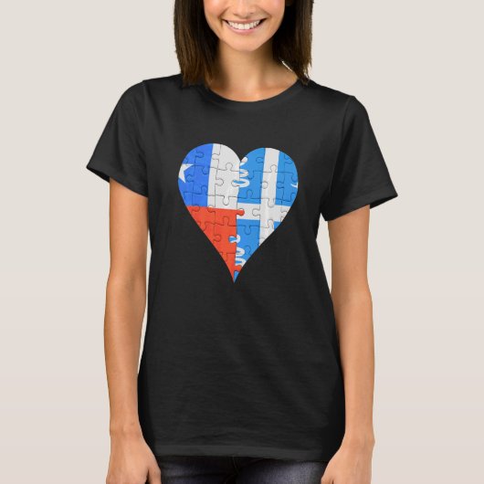 チリ国旗のハート Tシャツ (正面)