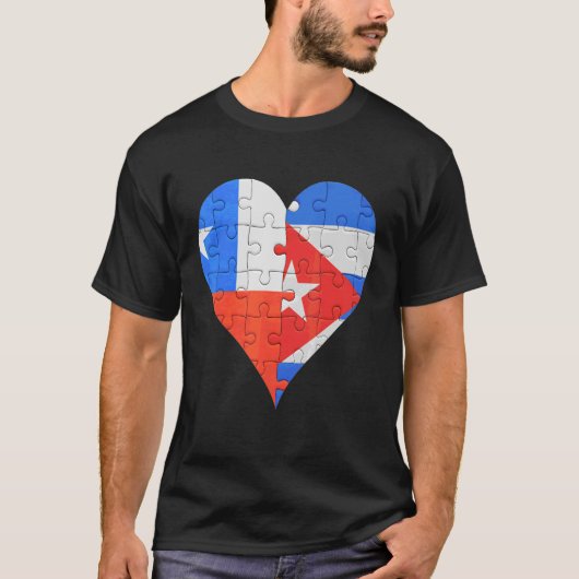 チリ国旗のハート Tシャツ (正面)