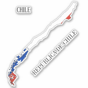 チリ国旗の地図ステッカー シール