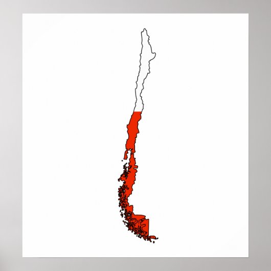 チリ国旗の地図フルサイズ ポスター (正面)