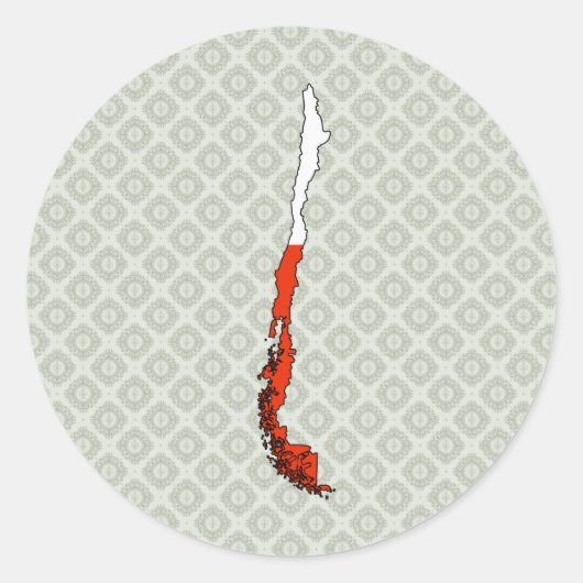 チリ国旗の地図フルサイズ ラウンドシール (正面)