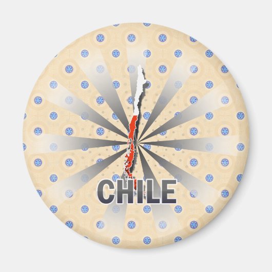 チリ国旗の地図2.0 マグネット (正面)
