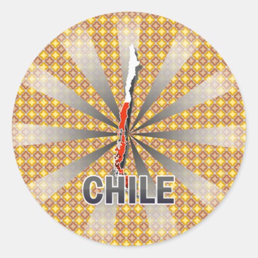 チリ国旗の地図2.0 ラウンドシール (正面)