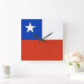 チリ国旗の壁時計 スクエア壁時計 (ホーム)