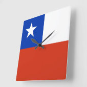 チリ国旗の壁時計 スクエア壁時計 (傾斜)