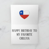 チリ国旗の愛国的誕生日 カード (内部)