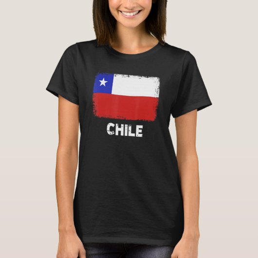 チリ国旗の支援チリの人女性男性 Tシャツ (正面)