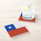 チリ国旗を持つガラスコースター ガラスコースター (アングル)