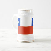 チリ国旗を持つマグカップ ビールジョッキ (正面左)