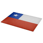 チリ国旗を掲げたガラス板 カッティングボード (角)