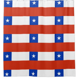 チリ国旗を掲げたシャワーカーテン シャワーカーテン