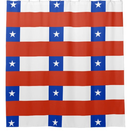 チリ国旗を掲げたシャワーカーテン シャワーカーテン (正面)
